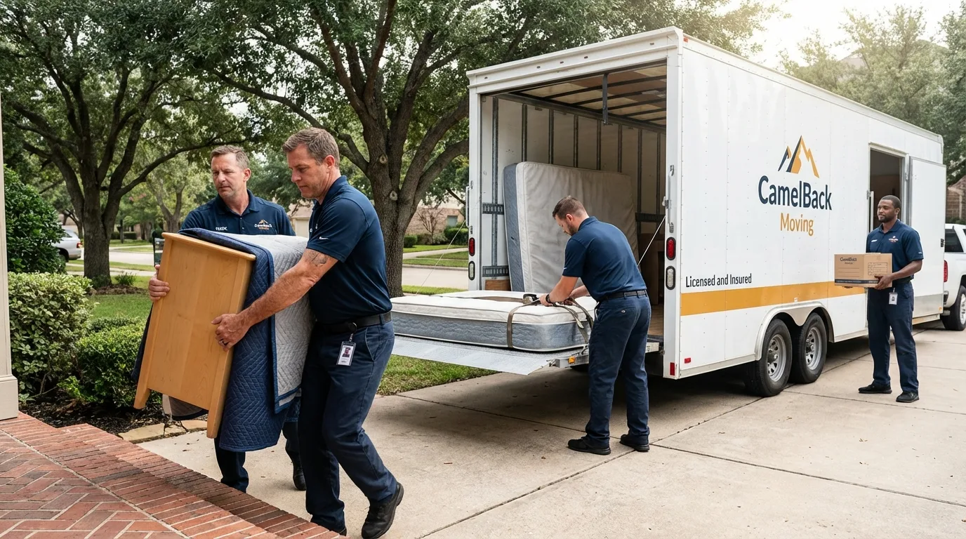Crew loading residential truck for cross-state move from Port Clinton, OH