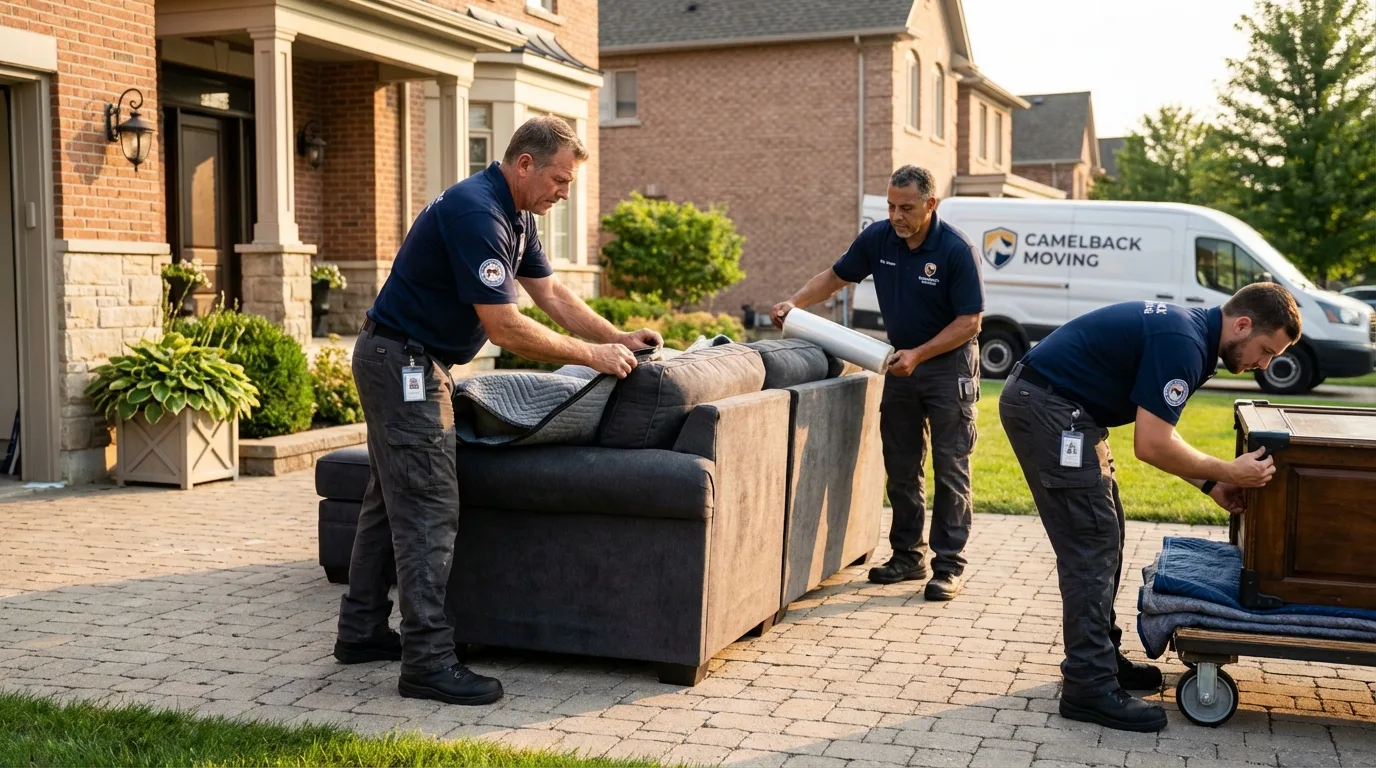 Large estate moving crew wrapping furniture in Port Clinton, OH